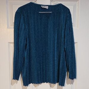 Elegant Teal Long Sleeve Women's Top
